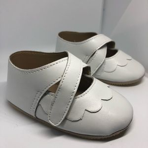 White Strappy Velcro Ballerina Flats